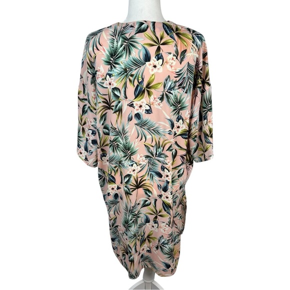AIM Apparel Pink Floral Long Cover Up OS - Picture 4 of 6